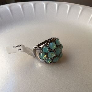 Ring green stones size 9